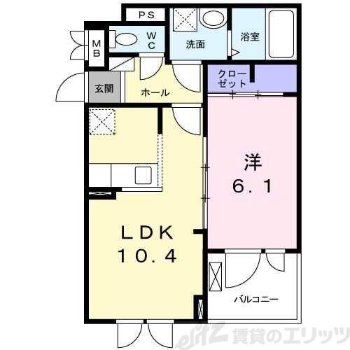 カーサフェリーチェ(1LDK/2階)の間取り写真