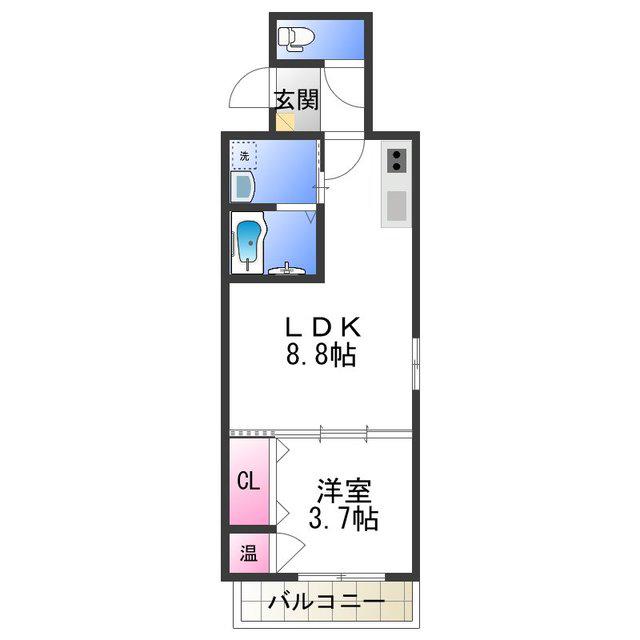 F ASECIA CROWN(1LDK/1階)の間取り写真