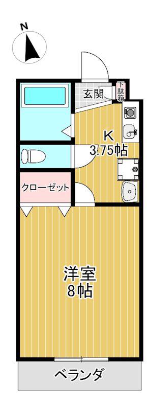 グローリアI(1K/1階)の間取り写真