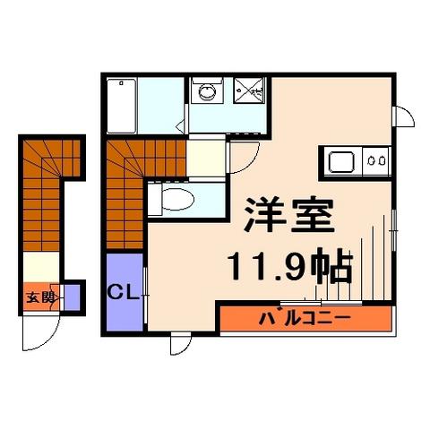 ヴァンヴェール(1K/2階)の間取り写真