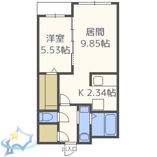 ガーデンテラス4C B棟(1LDK/2階)の間取り写真