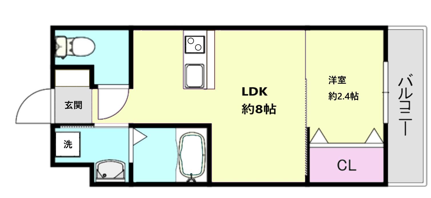 リアコート千里丘2ノース(1LDK/2階)の間取り写真