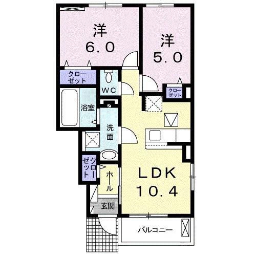 ピエス シュシュ(2LDK/1階)の間取り写真