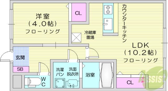 グランチェスタ・新田(1LDK/1階)の間取り写真