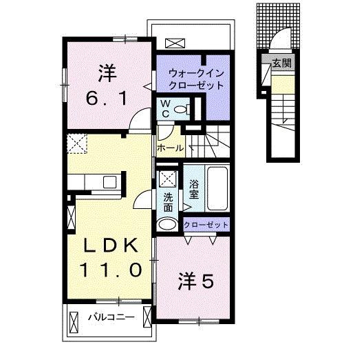 ブルー エトワール A(2LDK/2階)の間取り写真