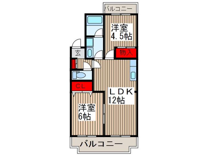 サンライトマンション(2LDK/2階)の間取り写真