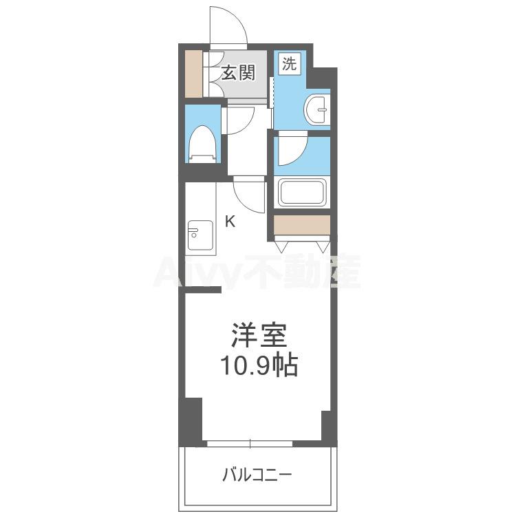 エスリード長堀タワー(1K/9階)の間取り写真