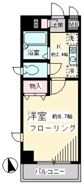 ツインコート調布(1K/1階)の間取り写真
