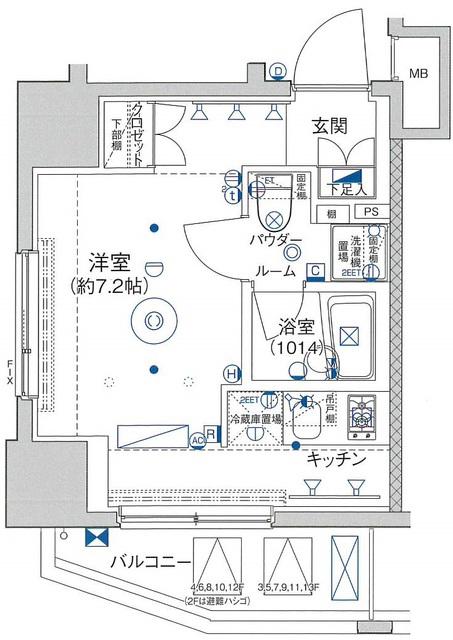 セジョリ北千住ノワール(ワンルーム/8階)の間取り写真