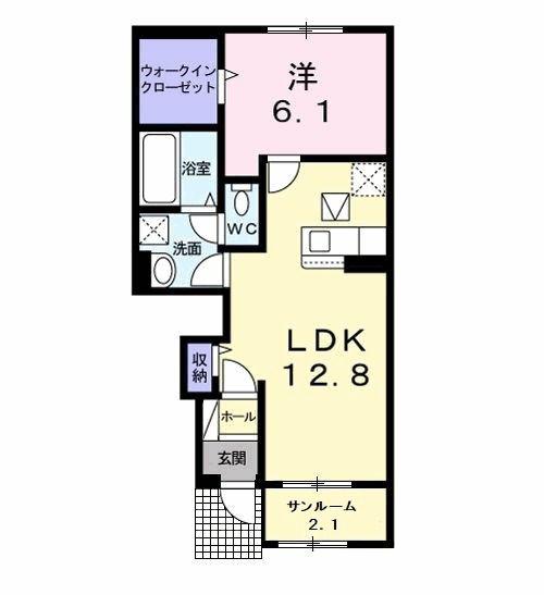 ビラビスタ館山那古I(1LDK/1階)の間取り写真