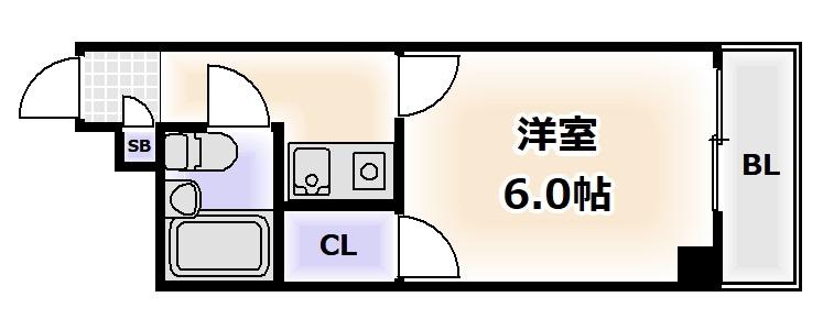 ハイツムラタ今川(1K/6階)の間取り写真