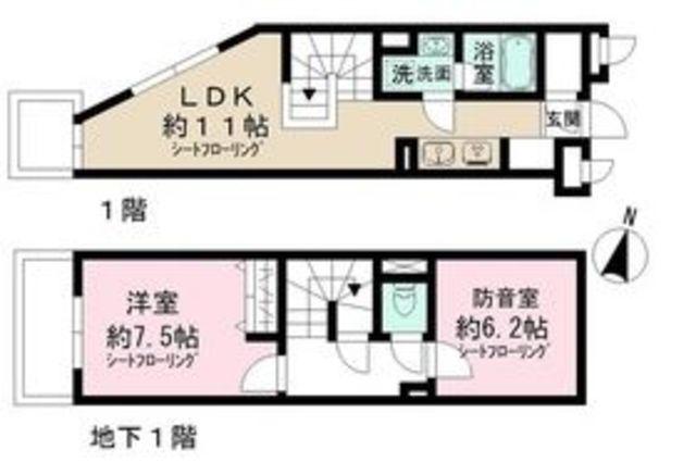ADMIRAL HIMONYA(1SLDK/1階)の間取り写真