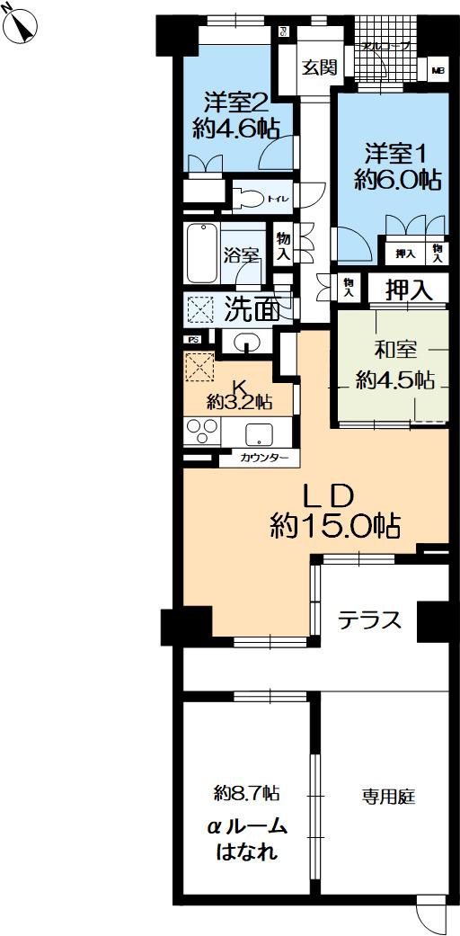 パークグラン西岡本(3SLDK/1階)の間取り写真