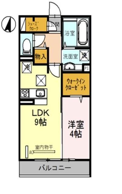 ウィステリア(1LDK/2階)の間取り写真