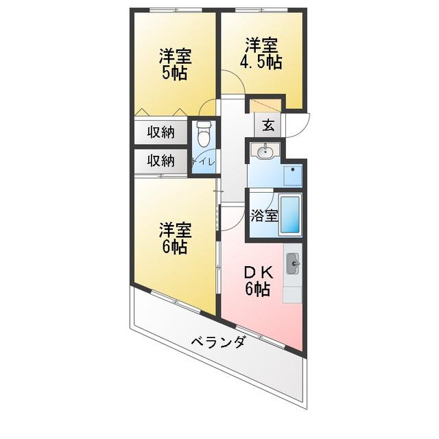 パインクレスト1番館(3DK/3階)の間取り写真