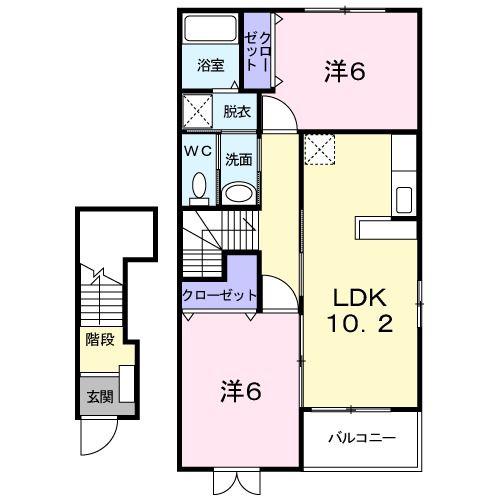 フォレスタ(2LDK/2階)の間取り写真