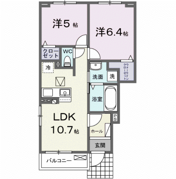 ベル・エクラ I(2LDK/1階)の間取り写真
