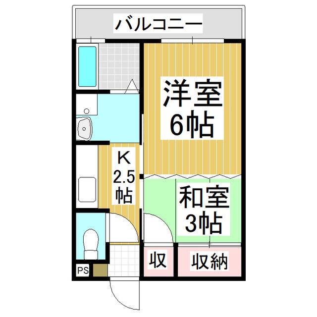 コーポシモヤマ(2K/3階)の間取り写真