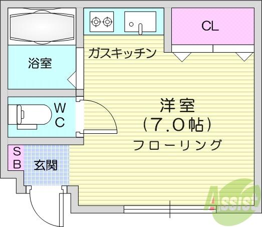 コーポ8443(ワンルーム/2階)の間取り写真