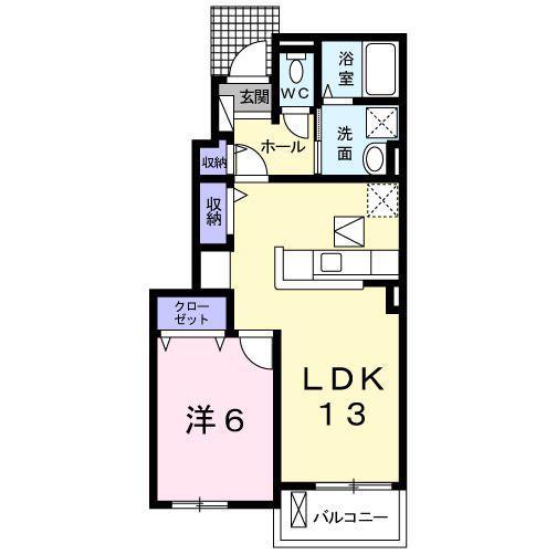 フェリオ ラ ヴィータ(1LDK/1階)の間取り写真