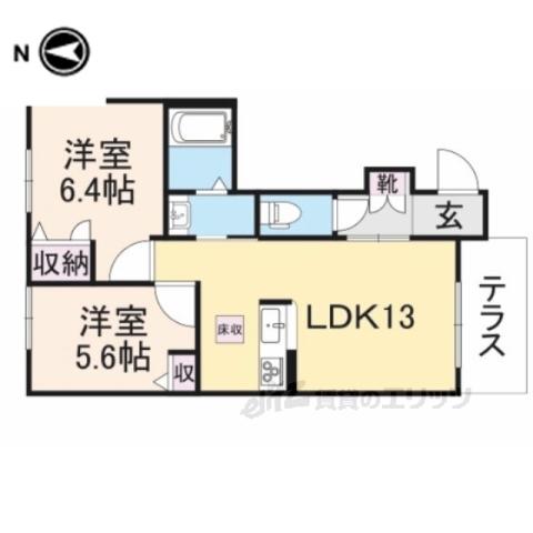 ラ・フェリシア(2LDK/1階)の間取り写真