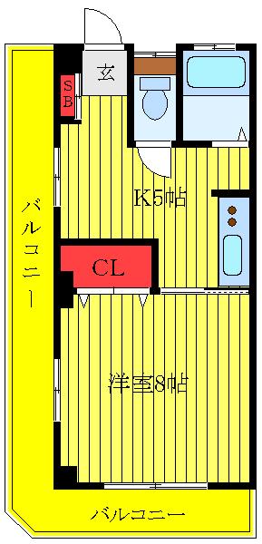山友ビル(1DK/2階)の間取り写真