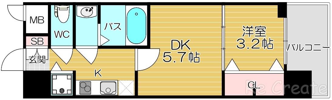 S-RESIDENCE日本橋QUALIER(2K/8階)の間取り写真