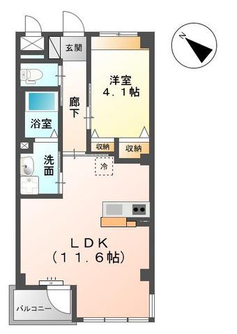 パークサイド八幡宿(1LDK/2階)の間取り写真