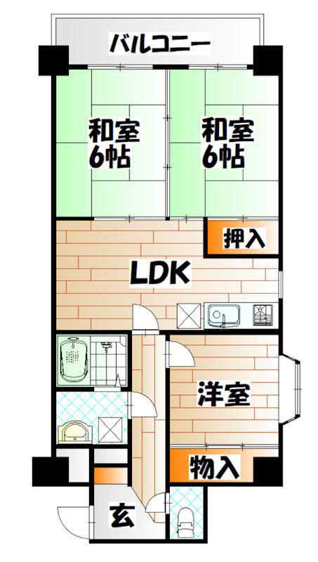 エステート宇佐町(3LDK/3階)の間取り写真