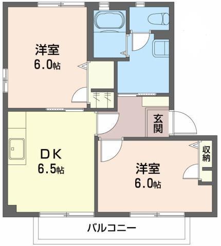 ヴィラージュマルイ C棟(2DK/1階)の間取り写真