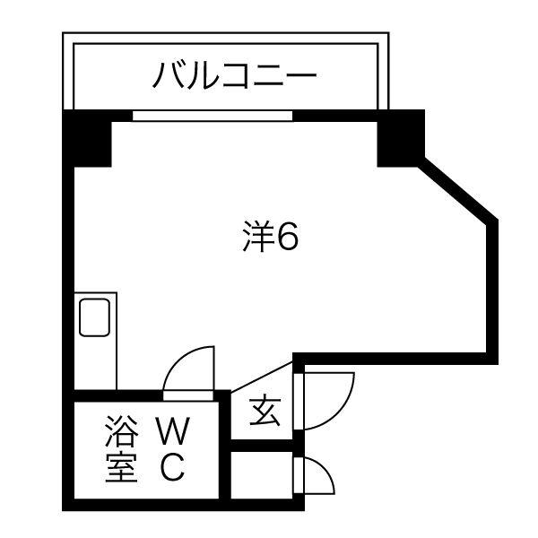 ヴァンクール北5条(ワンルーム/6階)の間取り写真