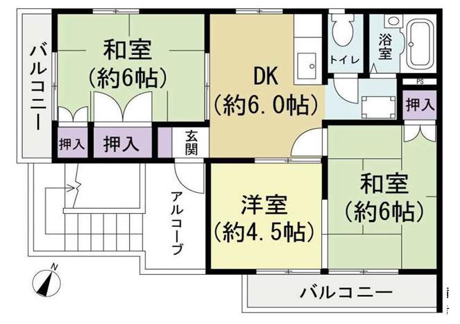 メゾン岡田(3DK/3階)の間取り写真