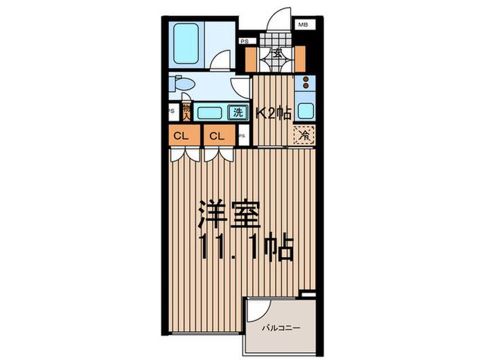 LE SILLAGE神宮前(1K/1階)の間取り写真