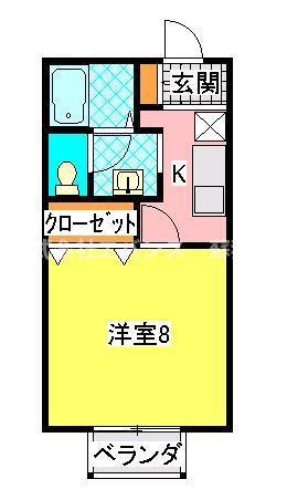 リヴェール・アイII(1K/2階)の間取り写真