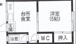 東武コーポ(1DK/2階)の間取り写真