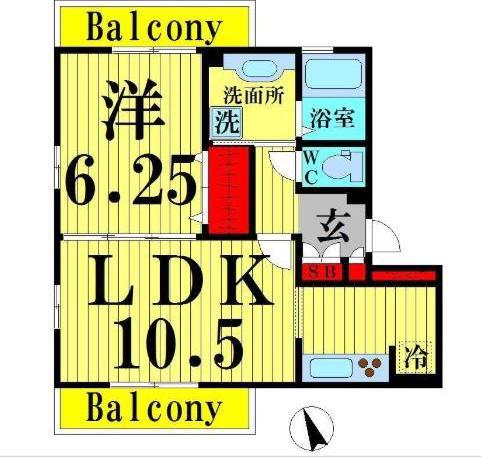 リヴェール苗(1LDK/1階)の間取り写真