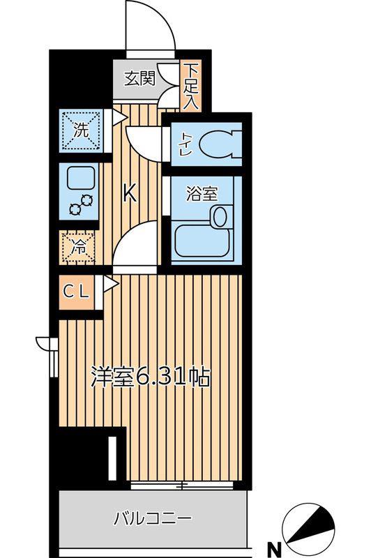 CITY SPIRE新富町(1K/10階)の間取り写真