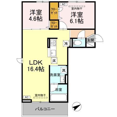 CASA MOLTI(2LDK/1階)の間取り写真