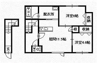 コスモアベニュー六条(2LDK/2階)の間取り写真