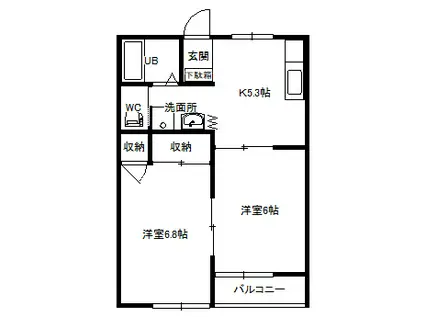 メゾンドリーム(2K/1階)の間取り写真
