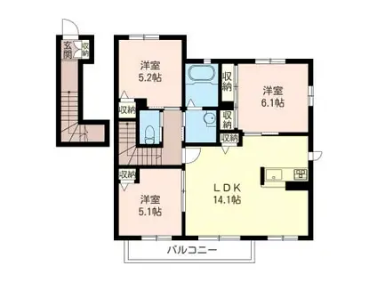 サニーヴィレッジ参番舘(3LDK/2階)の間取り写真