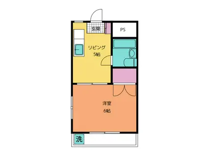 サニーハウス(1DK/2階)の間取り写真