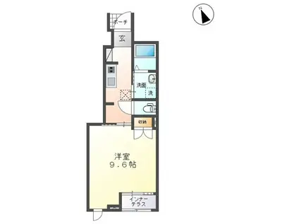 ホライゾン(1K/1階)の間取り写真