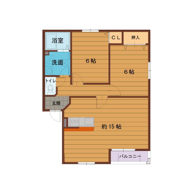 サンウェルA(2LDK/1階)の間取り写真