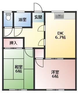 JR東海道本線 静岡駅 徒歩24分 2階建 築55年(2DK/2階)の間取り写真