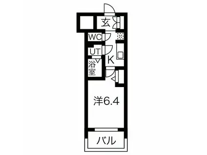 メイクス鶴舞II(1K/3階)の間取り写真