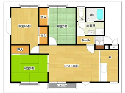 ドミール東田III(3LDK/2階)の間取り写真