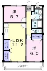 ニューマリッチ笹沖(2LDK/3階)の間取り写真
