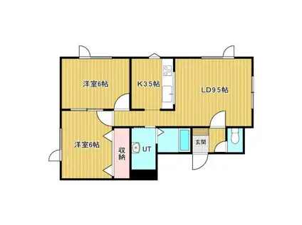 エクセルコート緑ヶ岡(2LDK/2階)の間取り写真