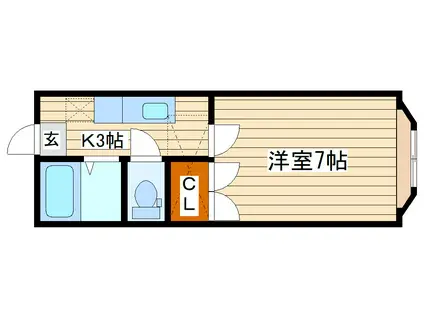 ホワイトキャッスル六丁の目ビレジ(1K/1階)の間取り写真